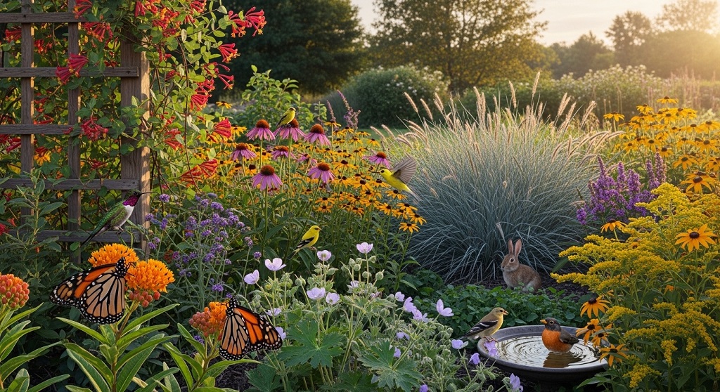 Backyard wildlife sanctuary created with oak trees milkweed and goldenrod